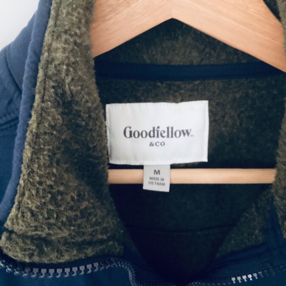 Goodfellow Co Mens Forest Green Navy Blue Zip-Up Warm Fleece Jacket Size M - Picture 6 of 11